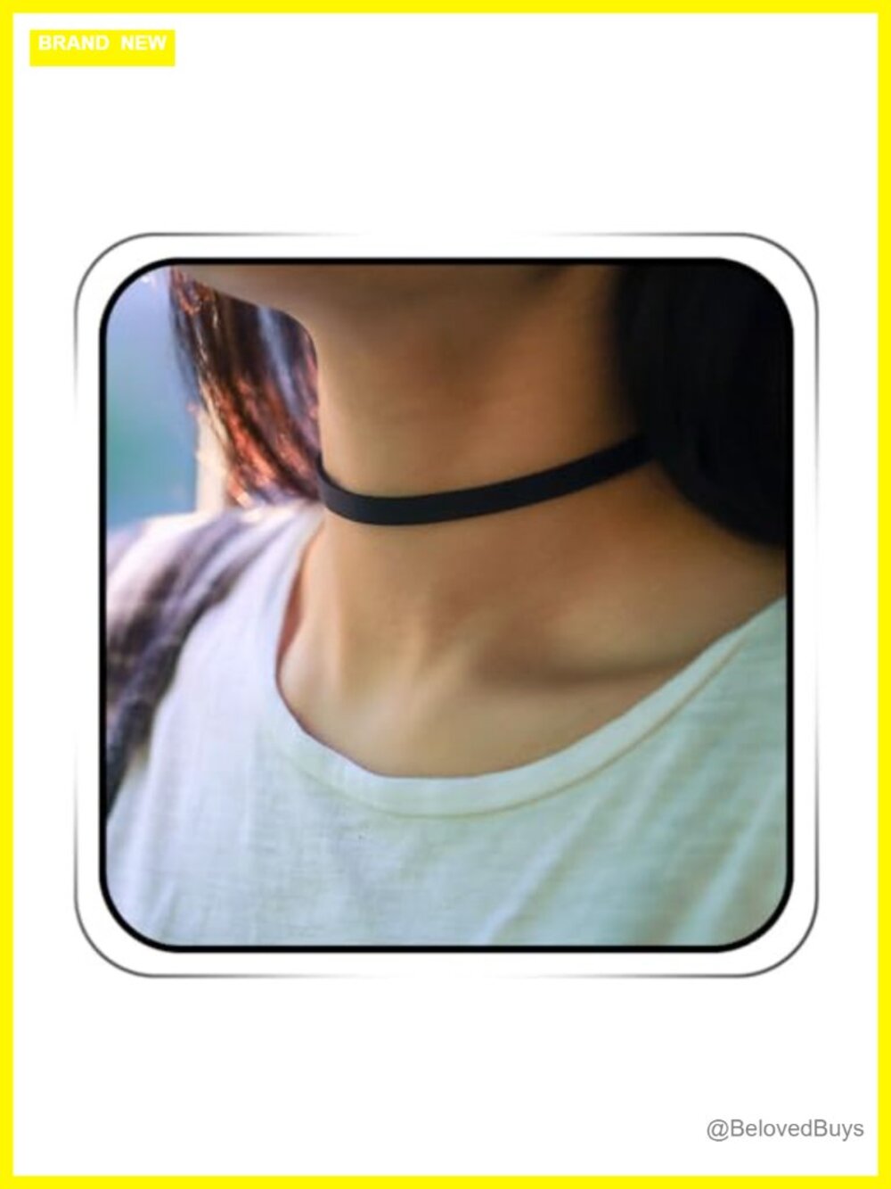 Black Leather Choker Necklace Adjustable Punk Collar Women